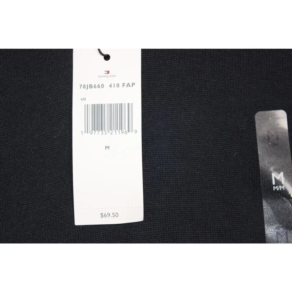 Tommy Hilfiger Men's‎ Black Solid V-Neck Cotton Pullover Sweater NWT Size Medium